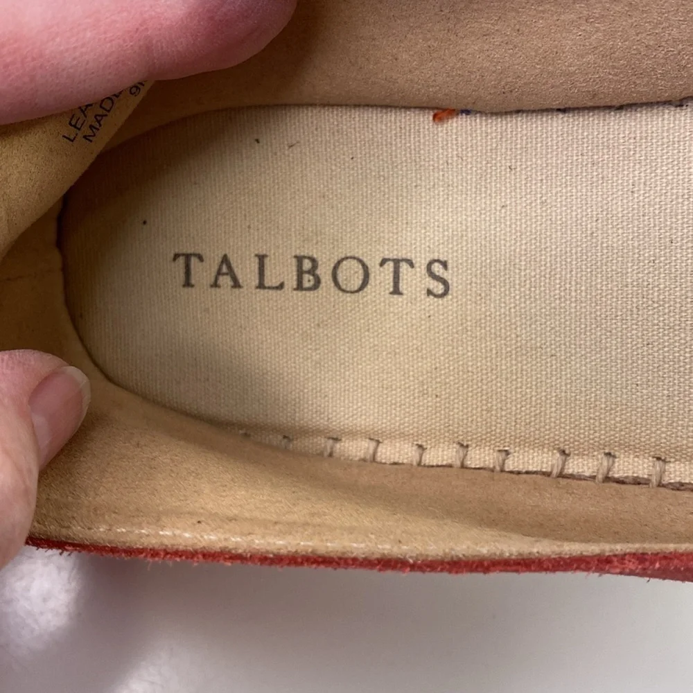 Talbots Izzy‎ Scalloped Suede Chic Red Espadrilles Size 9